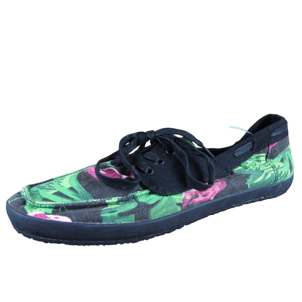 Sanuk Men Flamingo Sneaker Green Fabric Size 10.5 Medium Gently Used 2025